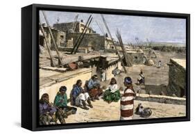 Siversmiths at Work in Zuni Pueblo, New Mexico, 1800s-null-Framed Stretched Canvas