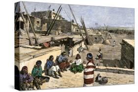 Siversmiths at Work in Zuni Pueblo, New Mexico, 1800s-null-Stretched Canvas