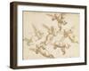 Six angelots volant-Luca Cambiaso-Framed Giclee Print