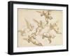 Six angelots volant-Luca Cambiaso-Framed Giclee Print