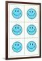 Six Blue Happy Faces-null-Framed Art Print