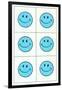 Six Blue Happy Faces-null-Framed Art Print