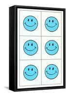 Six Blue Happy Faces-null-Framed Stretched Canvas