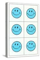 Six Blue Happy Faces-null-Stretched Canvas