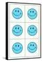 Six Blue Happy Faces-null-Framed Stretched Canvas