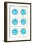 Six Blue Happy Faces-null-Framed Art Print