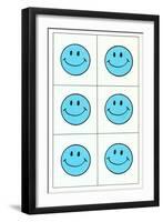 Six Blue Happy Faces-null-Framed Art Print