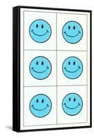Six Blue Happy Faces-null-Framed Stretched Canvas