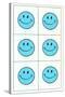 Six Blue Happy Faces-null-Stretched Canvas
