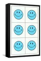 Six Blue Happy Faces-null-Framed Stretched Canvas