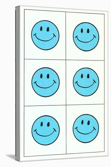 Six Blue Happy Faces-null-Stretched Canvas