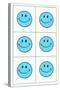 Six Blue Happy Faces-null-Stretched Canvas