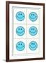 Six Blue Happy Faces-null-Framed Art Print