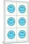 Six Blue Happy Faces-null-Mounted Art Print