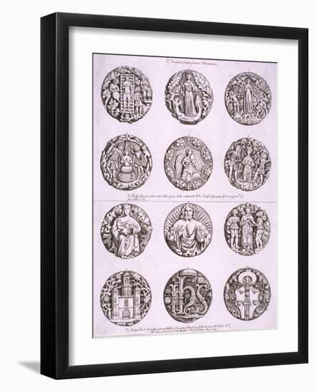 Six Bosses on the Vaulting of the Undercroft and Cloisters of St Stephen's Chapel, 1790-John Carter-Framed Giclee Print