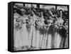 Six Bridesmaids Pose Together in White Organdy Gowns For Elizabeth Taylor and Nicky Hilton Wedding-Ed Clark-Framed Stretched Canvas