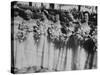 Six Bridesmaids Pose Together in White Organdy Gowns For Elizabeth Taylor and Nicky Hilton Wedding-Ed Clark-Stretched Canvas