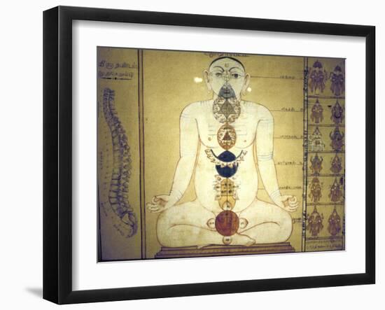 Six Chakras Representing the Plexuses of the Human Body, Tanjore, Tamil Nadu, C1850-null-Framed Giclee Print