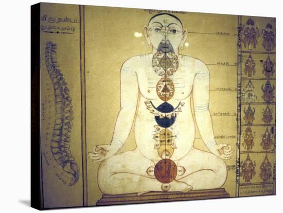 Six Chakras Representing the Plexuses of the Human Body, Tanjore, Tamil Nadu, C1850-null-Stretched Canvas