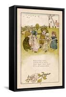 Six Children Dance in a Circle to Play Ring O' Roses-Kate Greenaway-Framed Stretched Canvas