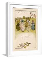 Six Children Dance in a Circle to Play Ring O' Roses-Kate Greenaway-Framed Art Print