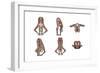 Six Different Views of Big Toes Yoga Pose Showing Female Musculature-null-Framed Art Print