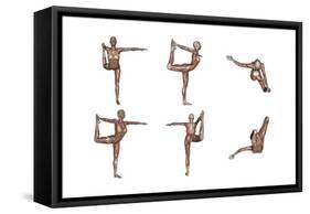 Six Different Views of Dancer Yoga Pose Showing Female Musculature-null-Framed Stretched Canvas