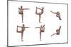 Six Different Views of Dancer Yoga Pose Showing Female Musculature-null-Mounted Premium Giclee Print