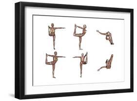 Six Different Views of Dancer Yoga Pose Showing Female Musculature-null-Framed Art Print