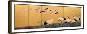 Six-Fold Screen Depicting Reeds and Cranes, Edo Period, Japanese, 19th Century-Suzuki Kiitsu-Framed Giclee Print