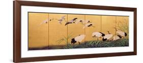 Six-Fold Screen Depicting Reeds and Cranes, Edo Period, Japanese, 19th Century-Suzuki Kiitsu-Framed Giclee Print