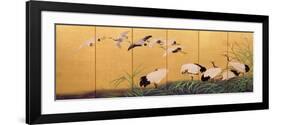 Six-Fold Screen Depicting Reeds and Cranes, Edo Period, Japanese, 19th Century-Suzuki Kiitsu-Framed Giclee Print