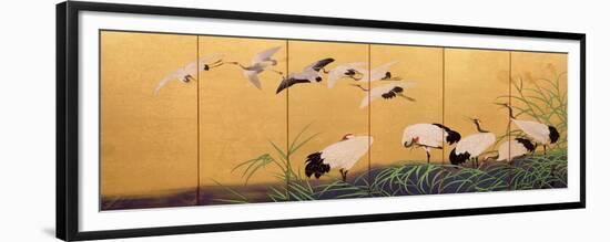Six-Fold Screen Depicting Reeds and Cranes, Edo Period, Japanese, 19th Century-Suzuki Kiitsu-Framed Giclee Print