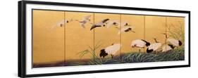 Six-Fold Screen Depicting Reeds and Cranes, Edo Period, Japanese, 19th Century-Suzuki Kiitsu-Framed Giclee Print