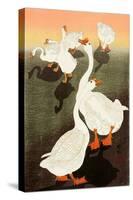 Six Geese and Shadows-Koson Ohara-Stretched Canvas