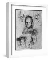 Six Heads with Saskia Van Uylenburgh in the Centre, 1636-Rembrandt van Rijn-Framed Giclee Print