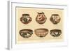 Six Laguna Pueblo Pots-null-Framed Art Print