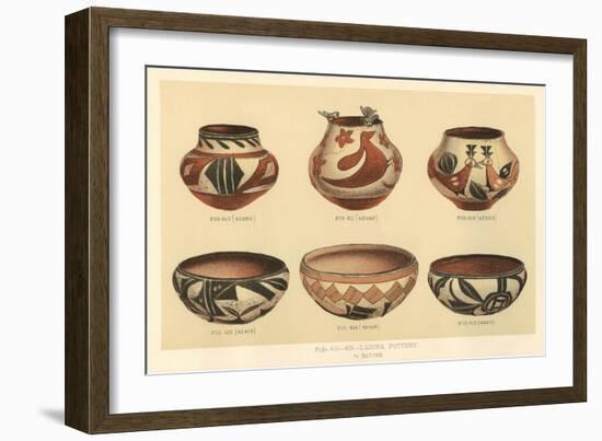 Six Laguna Pueblo Pots-null-Framed Art Print