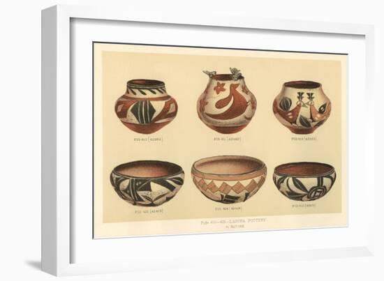 Six Laguna Pueblo Pots-null-Framed Art Print