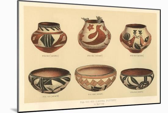 Six Laguna Pueblo Pots-null-Mounted Art Print