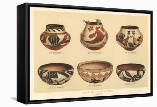 Six Laguna Pueblo Pots-null-Framed Stretched Canvas