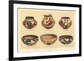 Six Laguna Pueblo Pots-null-Framed Premium Giclee Print