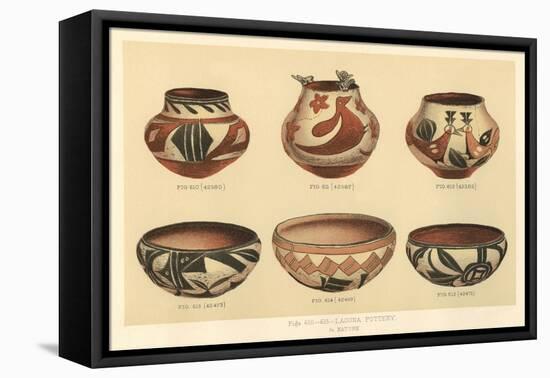 Six Laguna Pueblo Pots-null-Framed Stretched Canvas