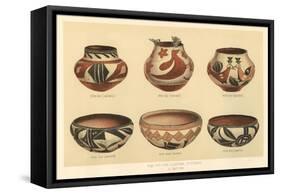 Six Laguna Pueblo Pots-null-Framed Stretched Canvas