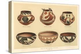 Six Laguna Pueblo Pots-null-Stretched Canvas