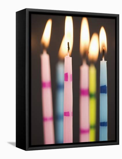 Six Lit Birthday Candles-Tom Grill-Framed Stretched Canvas