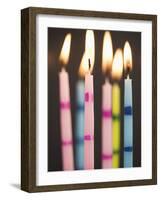 Six Lit Birthday Candles-Tom Grill-Framed Photographic Print