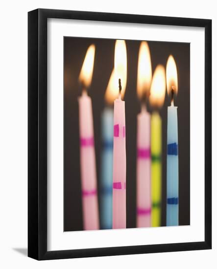 Six Lit Birthday Candles-Tom Grill-Framed Photographic Print