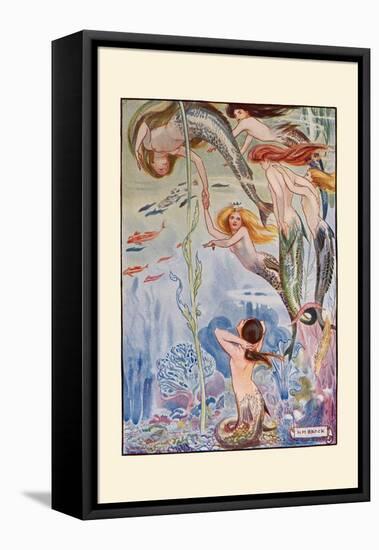 Six Little Mermaids-H.m. Brock-Framed Stretched Canvas