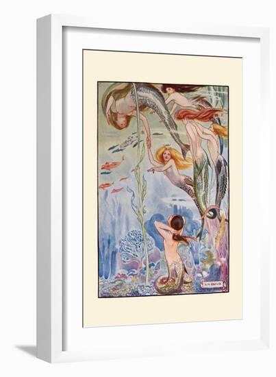 Six Little Mermaids-H.m. Brock-Framed Art Print